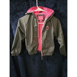 Girls Size 6x Pink Platinum Lined Raincoat Solid Pink Grey Silver Cold Weather